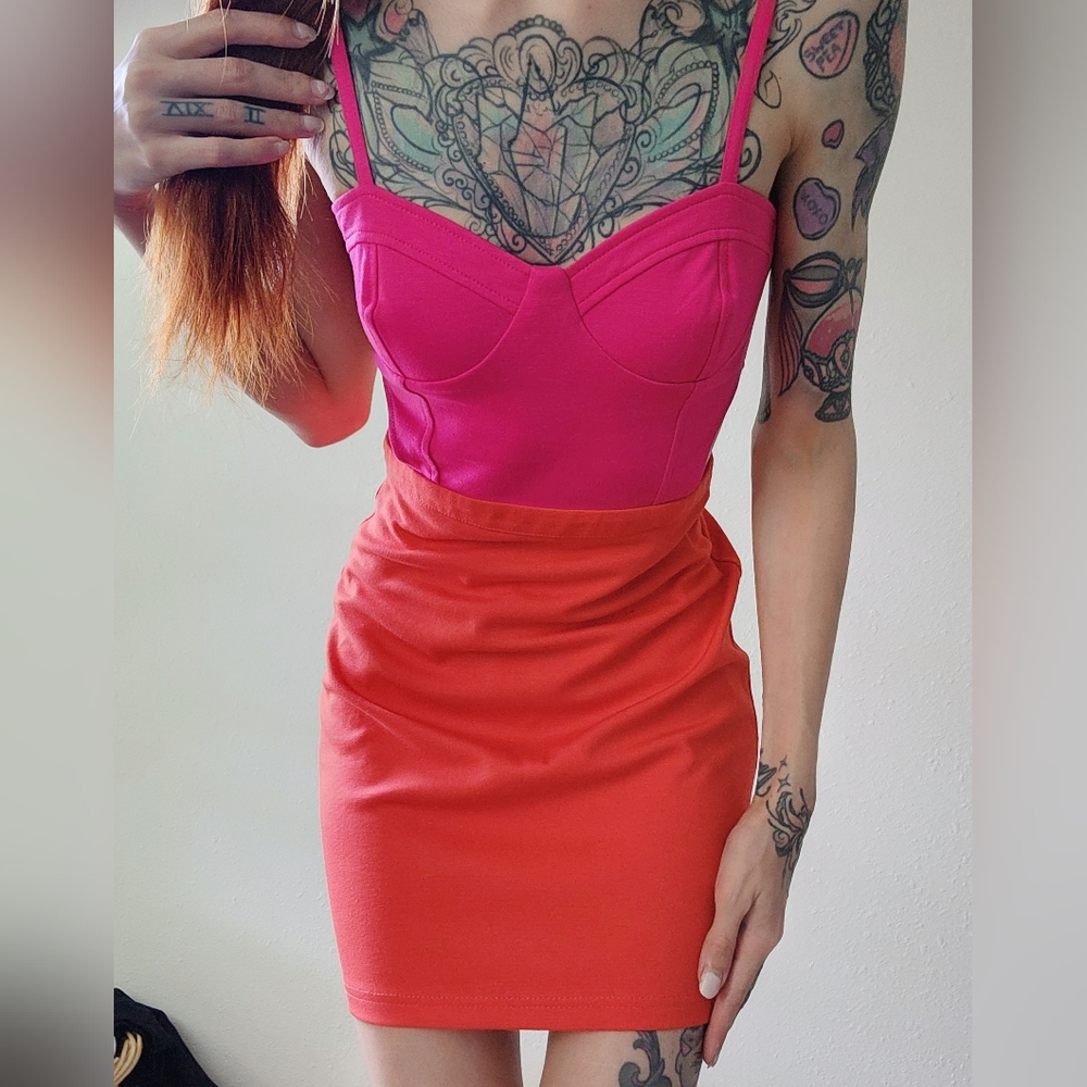 Lucca Couture neon mini cutout dress, XS/S